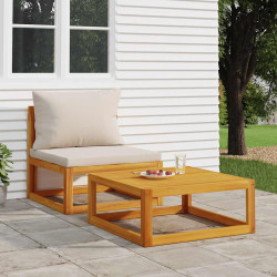 2 Pcs conjunto de sofás de jardim c/ almofadões acácia maciça