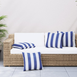 Almofadas decorativas 4pcs 60x60 cm tecido riscas azul/branco