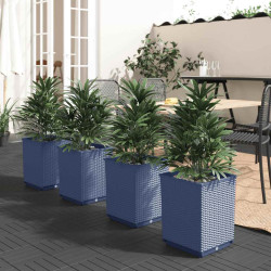 Vasos/floreiras 4 pcs 30x30x37 cm polipropileno cinzento azul