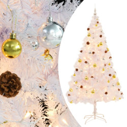 Árvore de natal artificial pré-iluminada enfeites 210cm branco