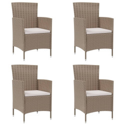 Cadeiras de jardim com almofadões 4 pcs vime PE bege