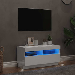 Móvel de TV com luzes LED 80x35x40 cm branco brilhante
