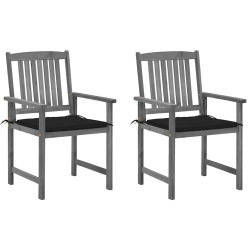 Cadeiras de jardim com almofadões 2 pcs acácia maciça cinza