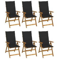 Cadeiras de jardim dobráveis c/ almofadões 6 pcs acácia maciça