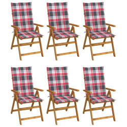 Cadeiras de jardim dobráveis c/ almofadões 6 pcs acácia maciça