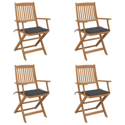 Cadeiras de jardim dobráveis c/ almofadões 4 pcs acácia maciça