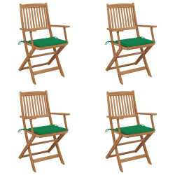 Cadeiras de jardim dobráveis c/ almofadões 4 pcs acácia maciça