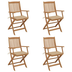 Cadeiras de jardim dobráveis c/ almofadões 4 pcs acácia maciça