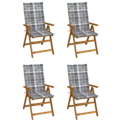 Cadeiras jardim reclináveis c/ almofadões 4 pcs acácia maciça