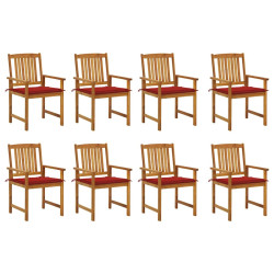 Cadeiras de jardim com almofadões 8 pcs acácia maciça