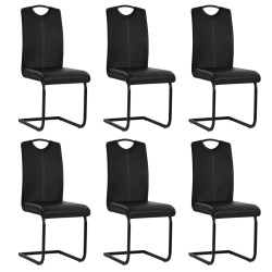 Cadeiras de jantar cantilever 6 pcs couro artificial preto