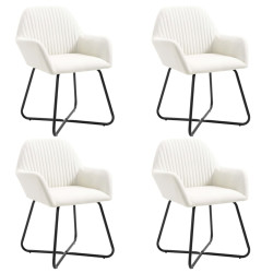 Cadeiras de jantar 4 pcs tecido cor creme