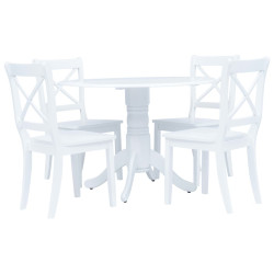 5 Pcs conjunto de jantar madeira seringueira maciça branco