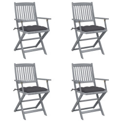 Cadeiras exterior dobráveis c/ almofadões 4 pcs acácia maciça