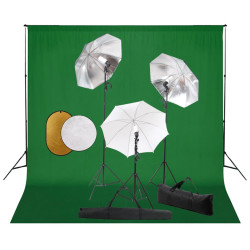 Kit estúdio fotográfico com lâmpadas/sombrinhas/fundo/refletor