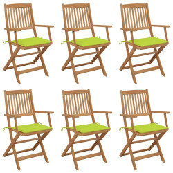 Cadeiras de jardim dobráveis c/ almofadões 6 pcs acácia maciça