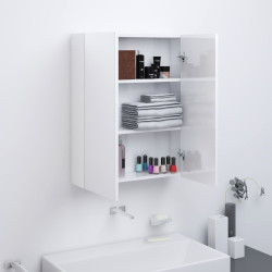 Armário espelhado p/ casa banho 60x15x75cm MDF branco brilhante