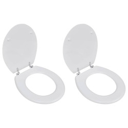 Assentos de sanita com tampas 2 pcs MDF branco
