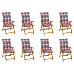 Cadeiras de jardim dobráveis c/ almofadões 8 pcs acácia maciça