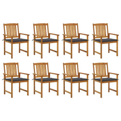 Cadeiras de jardim com almofadões 8 pcs acácia maciça