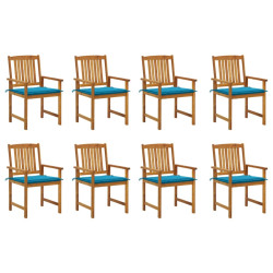 Cadeiras de jardim com almofadões 8 pcs acácia maciça