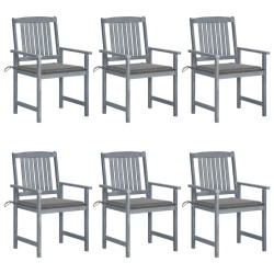 Cadeiras de jardim c/ almofadões 6 pcs acácia maciça cinzento