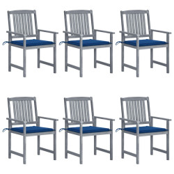 Cadeiras de jardim c/ almofadões 6 pcs acácia maciça cinzento