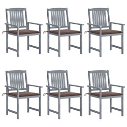 Cadeiras de jardim c/ almofadões 6 pcs acácia maciça cinzento