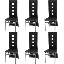 Cadeiras de jantar 6 pcs couro artificial preto