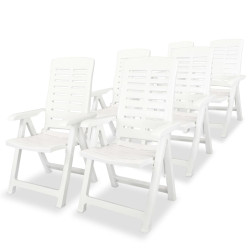 Cadeiras de jardim reclináveis 6 pcs plástico branco