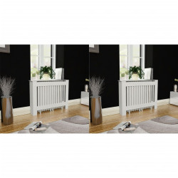 Coberturas de radiador 2 pcs derivados madeira 112 cm branco