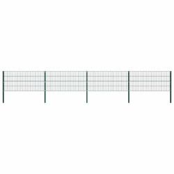 Painel de vedação com postes de ferro 694,5x80 cm verde