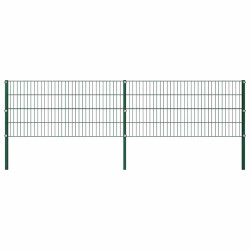 Painel de vedação com postes de ferro 349x80 cm verde