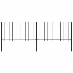 Cerca de jardim com topo em forma de lança em aço 337x100 cm, preta