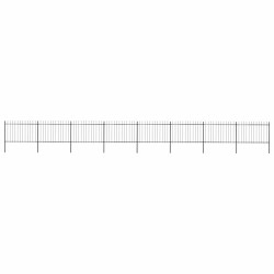 Cerca de jardim com topo em forma de lança em aço 1339x120 cm, preta