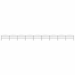 Cerca de jardim com topo em forma de lança em aço 1506x125 cm, preta