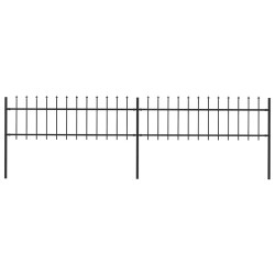 Cerca de jardim com topo em forma de lança em aço 337x60 cm, preta