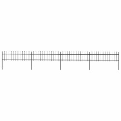 Cerca de jardim com topo em forma de lança em aço 671x60 cm, preta