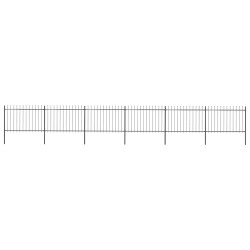Cerca de jardim com topo em forma de lança em aço 1005x120 cm, preta
