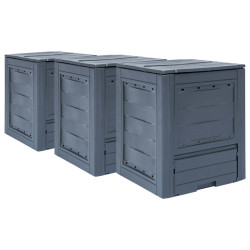 Compostores de jardim 3 pcs 60x60x73 cm 780 l cinzento