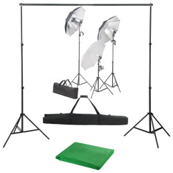 Kit de estúdio fotográfico com conjunto de iluminação e fundo