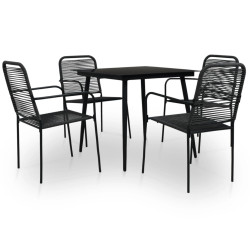 5 Pcs conjunto de jantar p/ jardim corda de algodão e aço preto