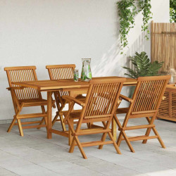 5 Pcs conjunto de jantar para jardim madeira de teca maciça