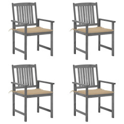 Cadeiras de jardim com almofadões 4 pcs acácia maciça cinza