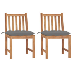 Cadeiras de jardim c/ almofadões 2 pcs madeira de teca maciça