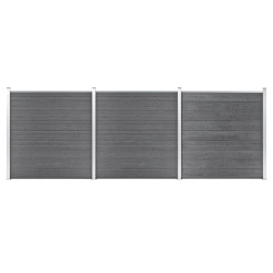 Painel de vedação para jardim 526x186 cm wpc cinzento