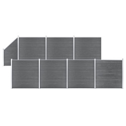 Painel vedação wpc 7 quadrados 1 inclinado 1311x186 cm cinzento