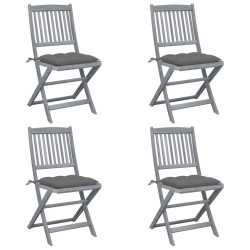 Cadeiras exterior dobráveis c/ almofadões 4 pcs acácia maciça