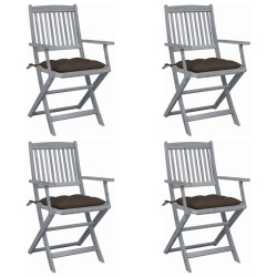 Cadeiras exterior dobráveis c/ almofadões 4 pcs acácia maciça
