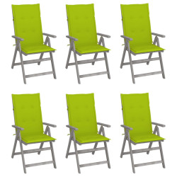 Cadeiras jardim reclináveis c/ almofadões 6 pcs acácia maciça